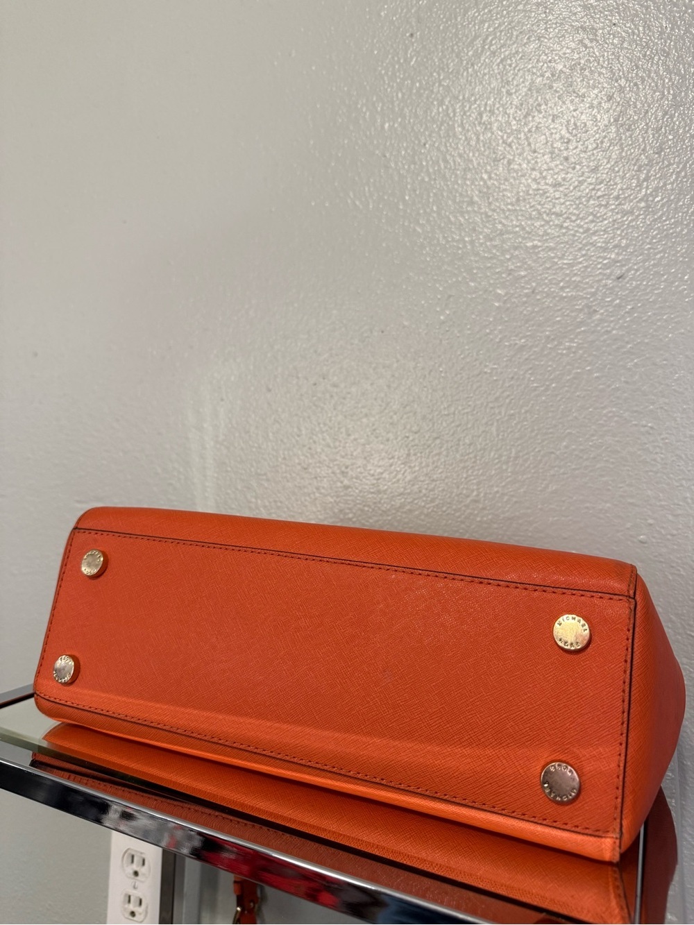 Michael Kors Orange Saffiano Tote & Matching Zip Wristlet Wallet Set - Picture 16 of 16